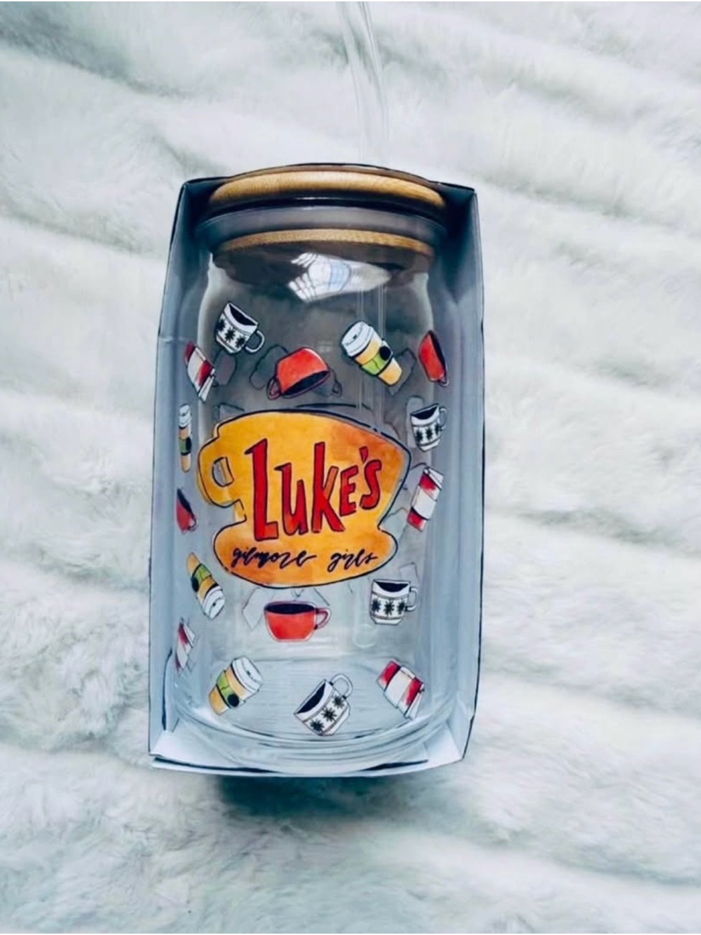 Gilmore Girls Luke's Diner Glass Tumbler with Straw